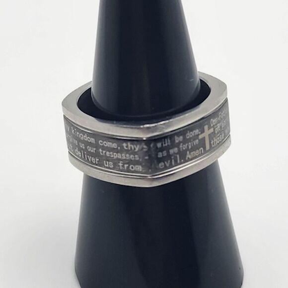 Steeltime Stainless Steel The Lord's Prayer Ring (9) - Picture 3 of 7
